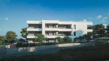 Ciovo, Okrug Gornji, apartamento de dos dormitorios en el segundo piso con terraza en la azotea y dos plazas de garaje.