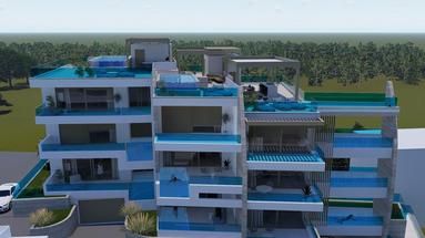 Grebastica, lüks çatı katı daire, havuzlu ve deniz manzaralı, denize sıfır, 91.33 m²