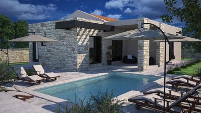 Svetvincenat, Cabrunici - kaunis moderni omakotitalo, uima-altaalla 28 m2, 92,73 m2