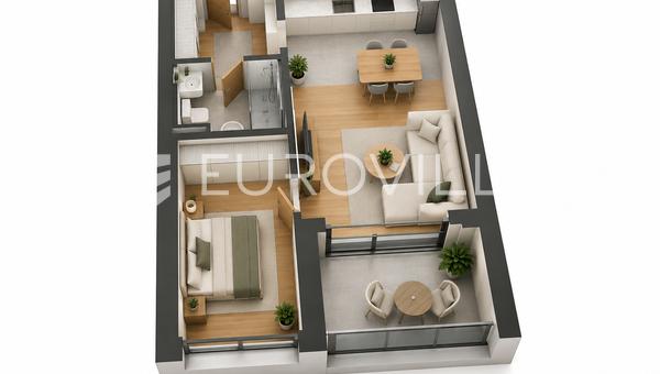 Zágráb, Blato, modern két szobás üzlethelyiség 49 m²-en garázsbeállóval, új építésű