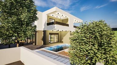 Vodice, duplex apartment with pool and yard under construction, 100.34 m²