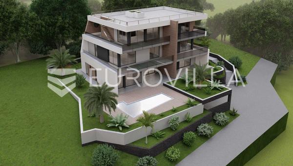 Rijeka, Kantrida, deniz manzaralı, modern çatı katı dairesi, NKP 164.82 m2