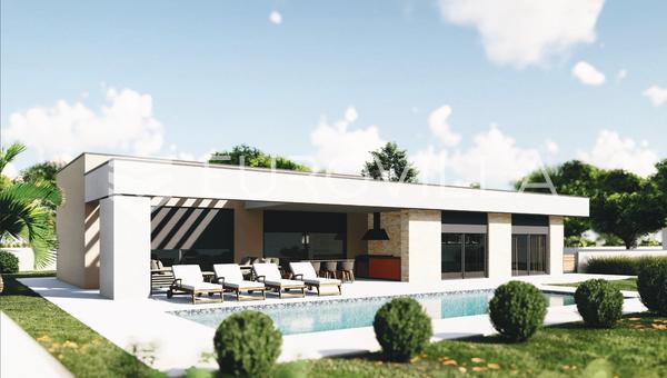 Ístria, Labin, Trget, moderna casa térrea com piscina e sistemas inteligentes.