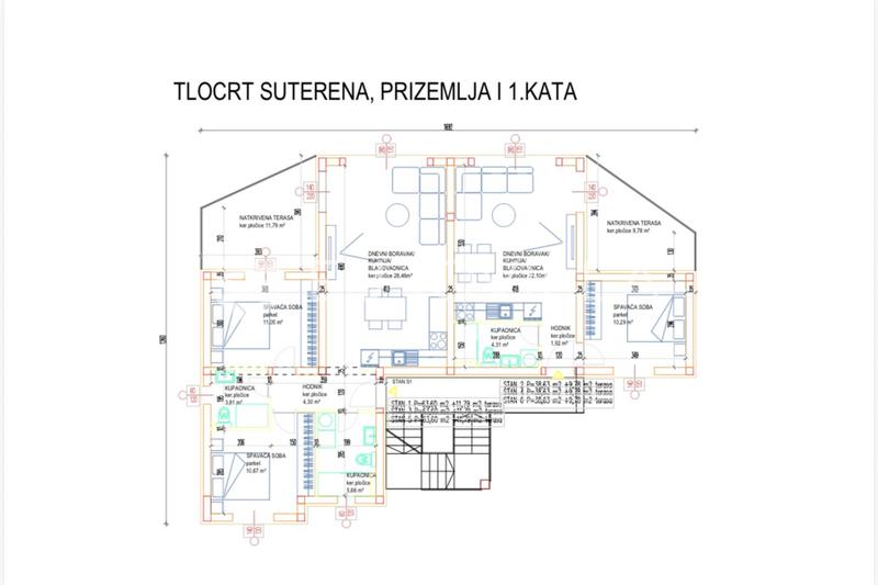 Ciovo, Zedno, appartement de deux chambres avec terrasse sur le toit, surface utile nette 89,85 m² - S5 - 11