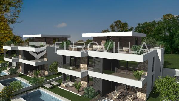 Ístria, Tar, edifício novo - apartamento térreo de 71,95 m2 com piscina e jardim.
