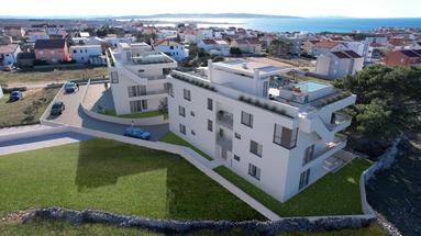 Pag, Povljana, havuzlu ve deniz manzaralı penthouse, 140 m²