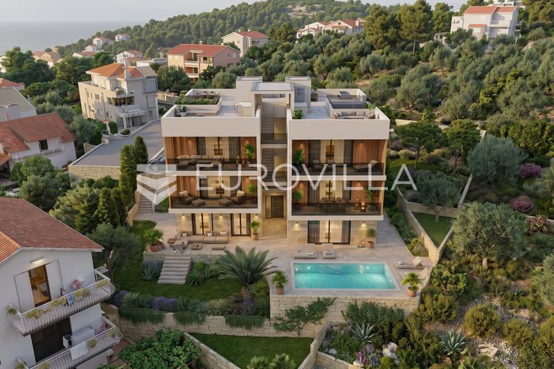 Trogir, Ciovo, appartamento con tre camere da letto, piscina privata e due posti auto - 1