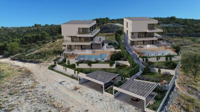 Rogoznica, bouwgrond met vergunning en project voor een villa.
