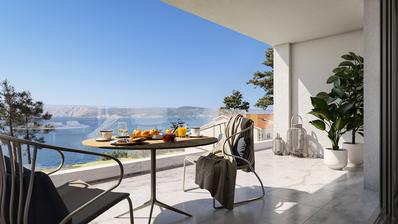 Novi Vinodolski, lujoso apartamento de tres habitaciones dentro de un resort, a 85 m del mar.