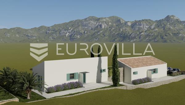 Novi Vinodolski, Ledenice, grund 724 m² med et projekt for to dobbelthuse