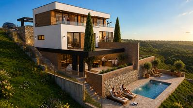 Samobor, Giznik - terreno para construção exclusivo de 1.545 m² com vista panorâmica e um projeto conceptual