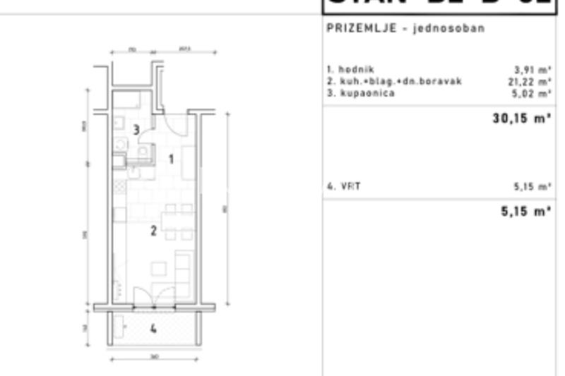 Zagreb, Borongaj, etværelses lejlighed i nybyggeri 34 m² - 2