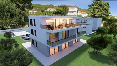 Ostrov Rab, Banjol, moderní byt v městské vile s výhledem na moře, 59 m²