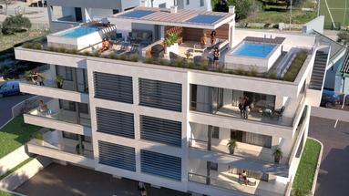 Pag, Povljana, havuzlu ve deniz manzaralı penthouse, 140 m²