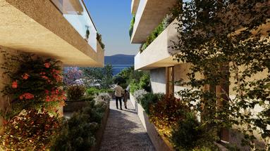 Split, Podstrana, TERRACES - AYRICALIKLI PROJE - Üçüncü katta 1+1 daire