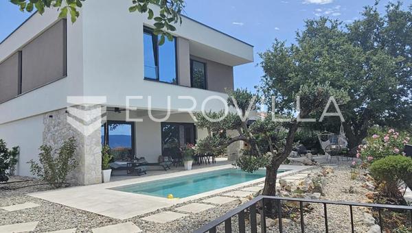 Krk, Linardici, lyxvilla med pool och bastu, nybyggnation, 200 m², 450 m² tomt