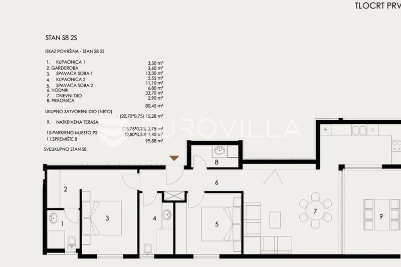 Privlaka, Yeni Yapım Projesinde Asansörlü 2. Kat Daire | 2 Yatak Odası - 25