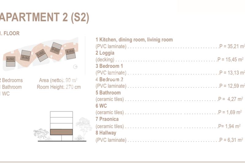 Trogir, Seget Donji, two-bedroom apartment on the first floor, net usable area 90 m² - S2 - D - 6