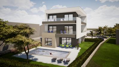 Krk, luxury apartment in a new building, center of Njivice, first row to the sea 140 m²