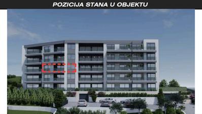 Makarska, nuova costruzione, appartamento con una camera da letto con vista mare e ampia terrazza.