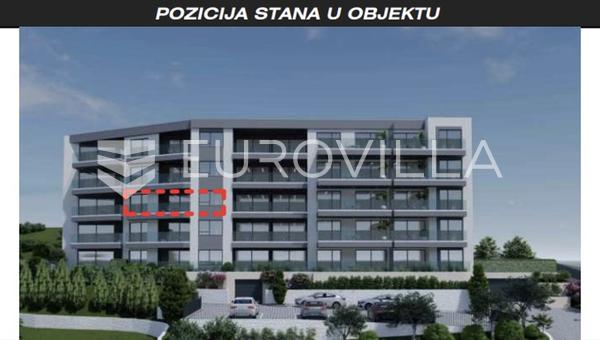 Makarska, nuova costruzione, appartamento con una camera da letto con vista mare e ampia terrazza.