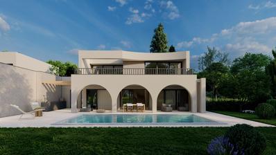Ístria, área de Poreč, casa geminada de design com piscina e vistas deslumbrantes