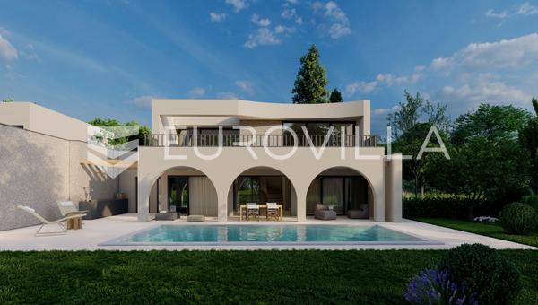 Istria, Poreč area, designer semi‑detached house with pool and stunning views
