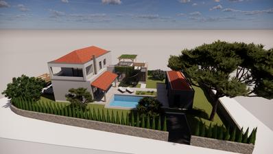 Istrien, Svetvinčenat centrum, 887 m² byggtomt med bygglov för en villa med pool