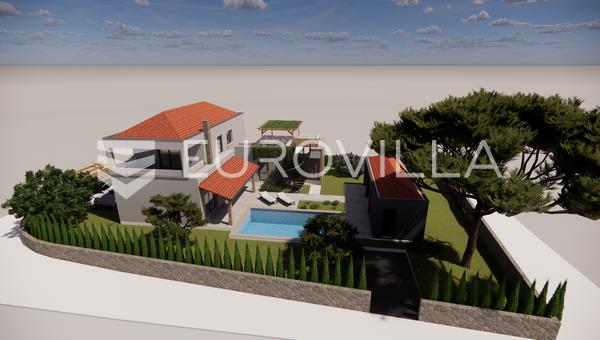 Istria, Centrum Svetvinčenat, Działka budowlana 887 m² z pozwoleniem na willę z basenem