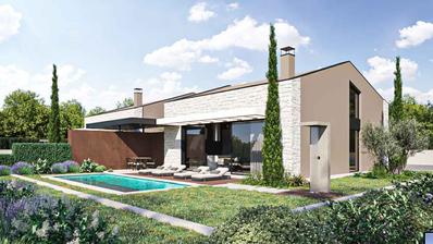 Istrien, Poreč, stenhus med swimmingpool og galleri