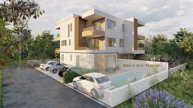 Zadar, Bibinje - Apartamento de dos dormitorios en planta baja con jardín, piscina, a solo 80 metros del mar