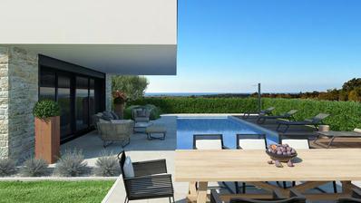 Istria, Poreč, moderná vila vo výstavbe s výhľadom na more
