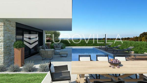 Istrien, Poreč, moderne villa under opførelse med havudsigt