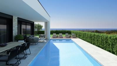 Istria, Poreč, moderná vila s vyhrievaným bazénom a výhľadom na more
