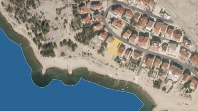 Novalja, Vidalići građevinsko zemljište prvi red do mora, 488 m2