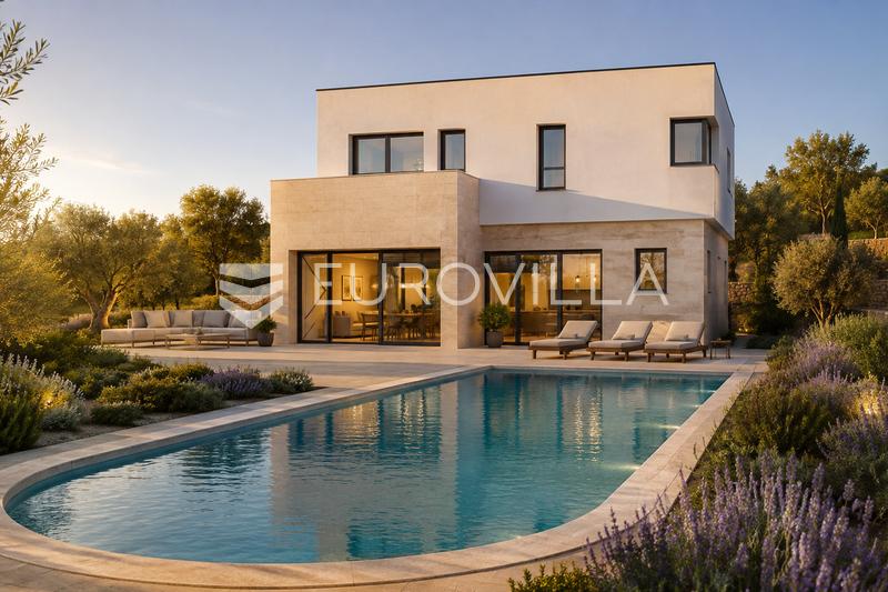 Istra, Labin, građevinsko zemljište s dozvolom i projektom za vilu s bazenom, 521 m², top lokacija - 1