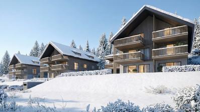 Itävalta, Hochrindl, UUSIRAKENNUS, moderni kaksio 69,34 m² puutarhalla