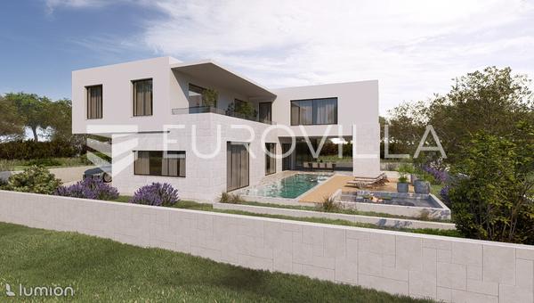 Vodice - villa premium con piscina y jacuzzi en construcción, parcela 600 m²