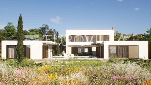 Istrien, Kringa, neu erbaute Luxusvilla im Rohbau mit einem Grundstück von 17.106 m2