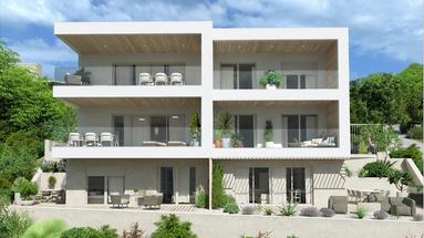 Kastav, Brestovice, luxe vierkamerappartement in een nieuwbouwproject met zeezicht en privé