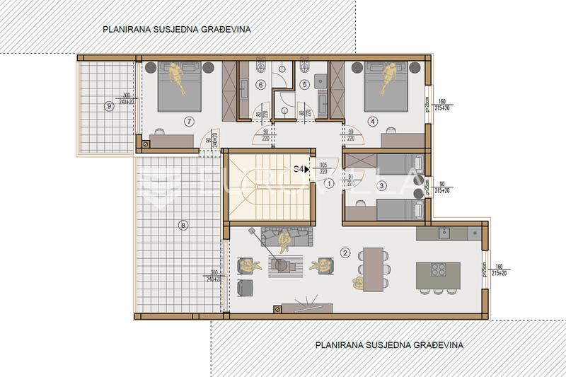 Pula, Trosoban penthouse 111 m² s garažom u stambenom kompleksu 2026, drugi kat - 6