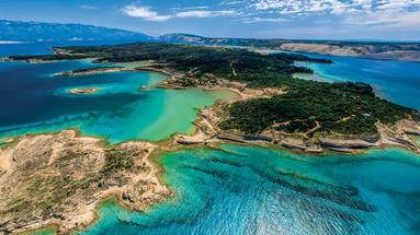 Rab - Lopar - Terrain à bâtir avec projet et fondations terminées avec vue sur la mer