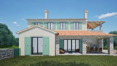 Istria, Nova Vas - moderna casa bifamiliare in pietra 150 m², piscina 32 m² - posizione tranquilla, vista mare