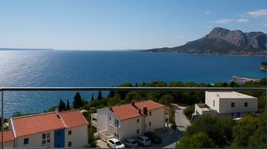 Omis Rivierası, panoramik deniz manzaralı iki yatak odalı daire, 57,94 m²