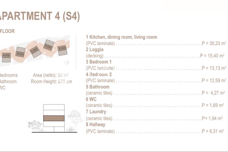 Trogir, Seget Donji, toromsleilighet i andre etasje, netto bruksareal 90 m² - S4 - D - 7