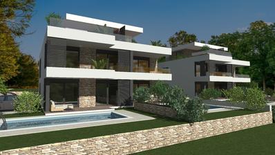 Istra, Tar, novogradnja - stan u prizemlju 77,36 m2 s bazenom i vrtom
