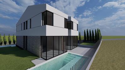 Malinska, yüzme havuzlu modern iki katlı yeni yapı