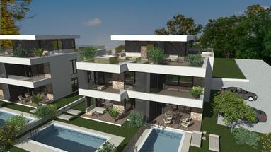 Istrië, Tar, nieuwbouw - appartement op de 1e verdieping 105,22 m2 met dakterras en uitzicht op zee