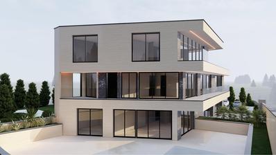 Krk, Vrbnik, building plot with a building permit for a Villa with 4 residential units, garages