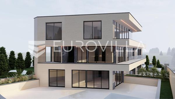 Krk, Vrbnik, byggegrund med byggetilladelse til en villa med 4 boligenheder, garager